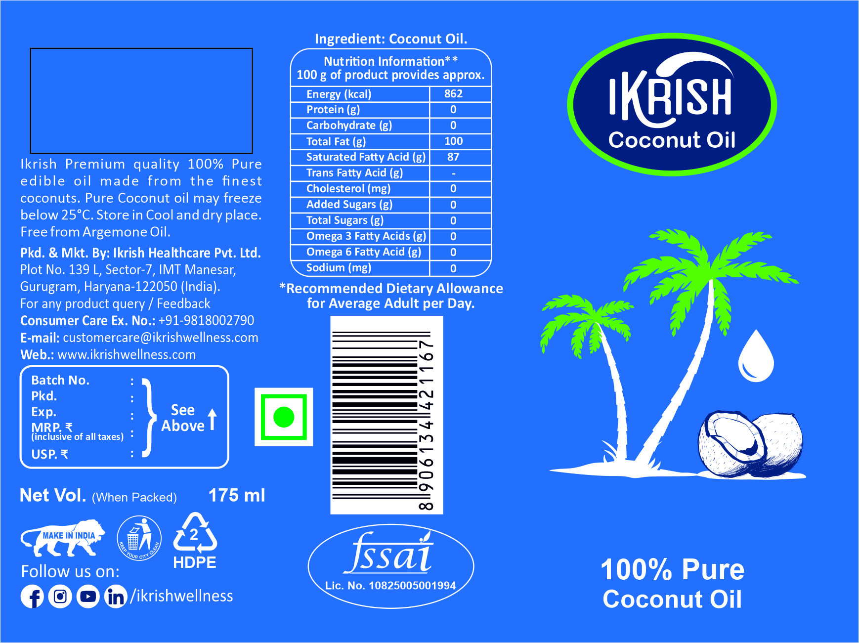 Ikrish Coconut Oil Device mark 7741153 Trademark