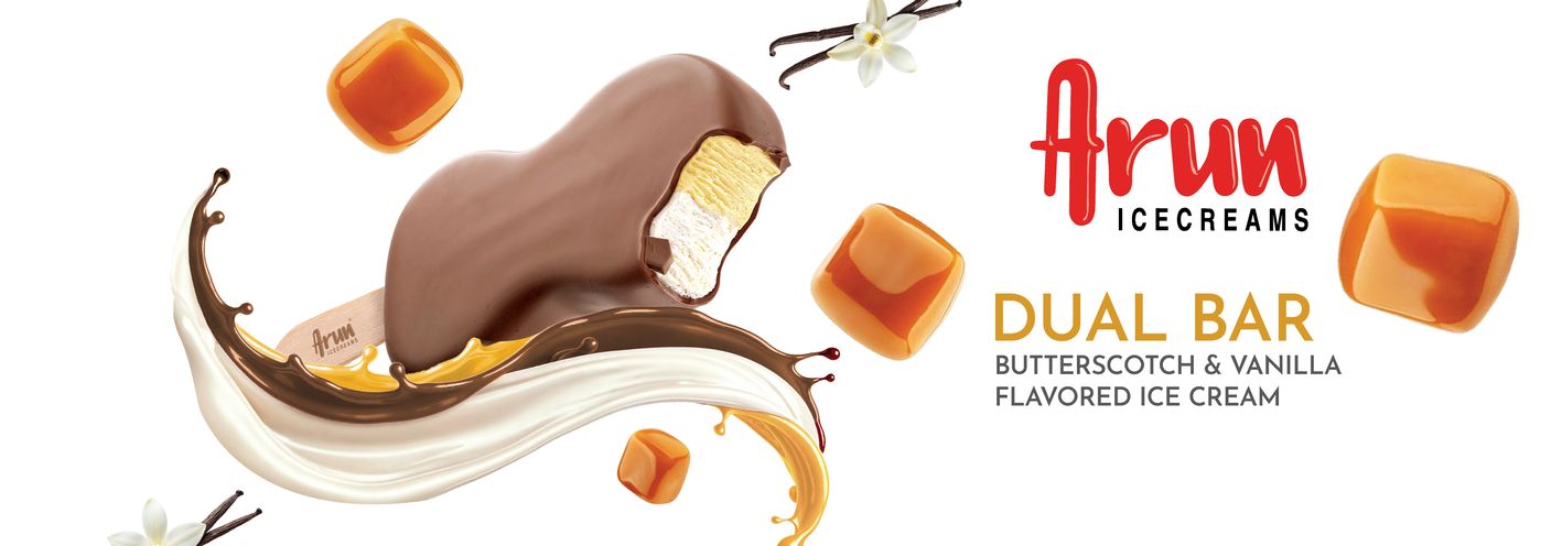 Arun Icecreams Dual Bar Butterscotch & Vanilla Flavored Ice Cream Device mark 7746873 Trademark