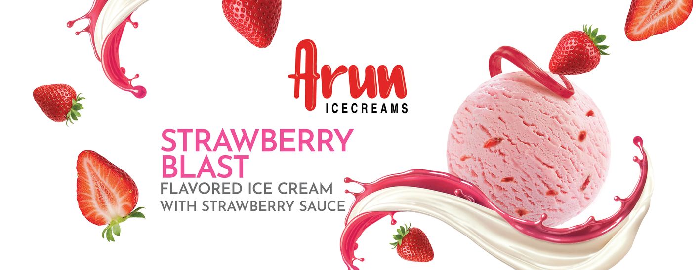 Arun Icecreams Strawberry Blast Flavored Ice Cream With Strawberry Sauce Device mark 7746940 Trademark