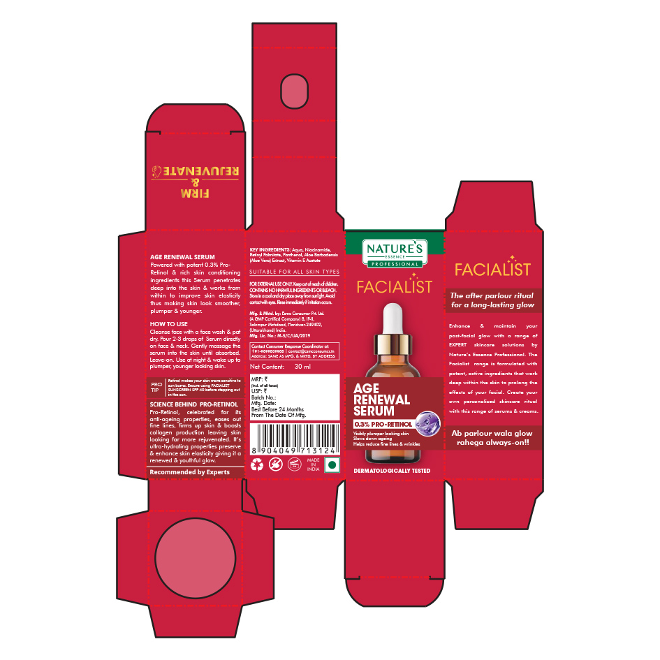 Nature Essence Professional Facialist Age Renewal Serum Device mark 7873905 Trademark