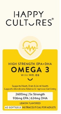 Label Of Happy Cultures 5x Omega 3 Device mark 7922523 Trademark
