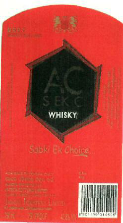 Ac Sekc Whisky (device) Device mark 2497526 Trademark