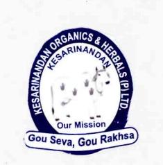 Kesarinandan Organics & Herbals (p) Limited (device Of Cow) Device mark 2804112 Trademark