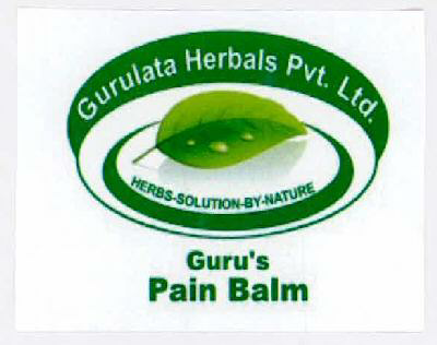 Guru's Pain Balm Gurulata Herbals Pvt. Ltd.(device Of Leaf) Device mark 2386284 Trademark