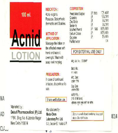Acnid Lotion (label) Device mark 2439931 Trademark
