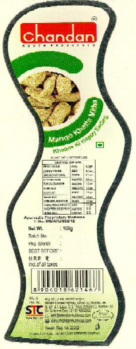 Chandan Mouth Freshener Mango Khatta Mitha Device mark 2834086 Trademark