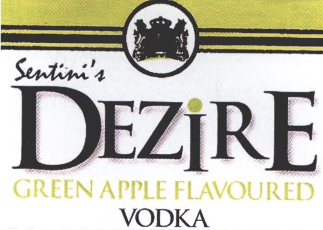 Sentini's Dezire Green Apple Flavoured Vodka Device mark 2179796 Trademark