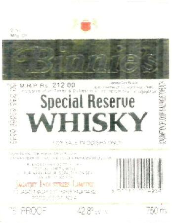 Binnies Special Reserve Whisky (label) Device mark 2396440 Trademark