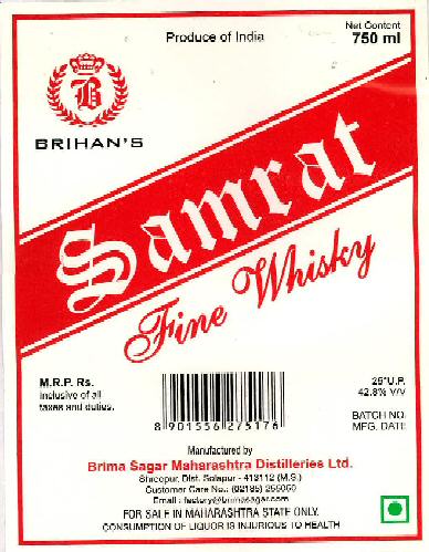 Brihan's Samrat Fine Whisky Device mark 2312963 Trademark