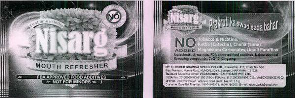 Nisarg Mouth Refresher Device mark 2550172 Trademark