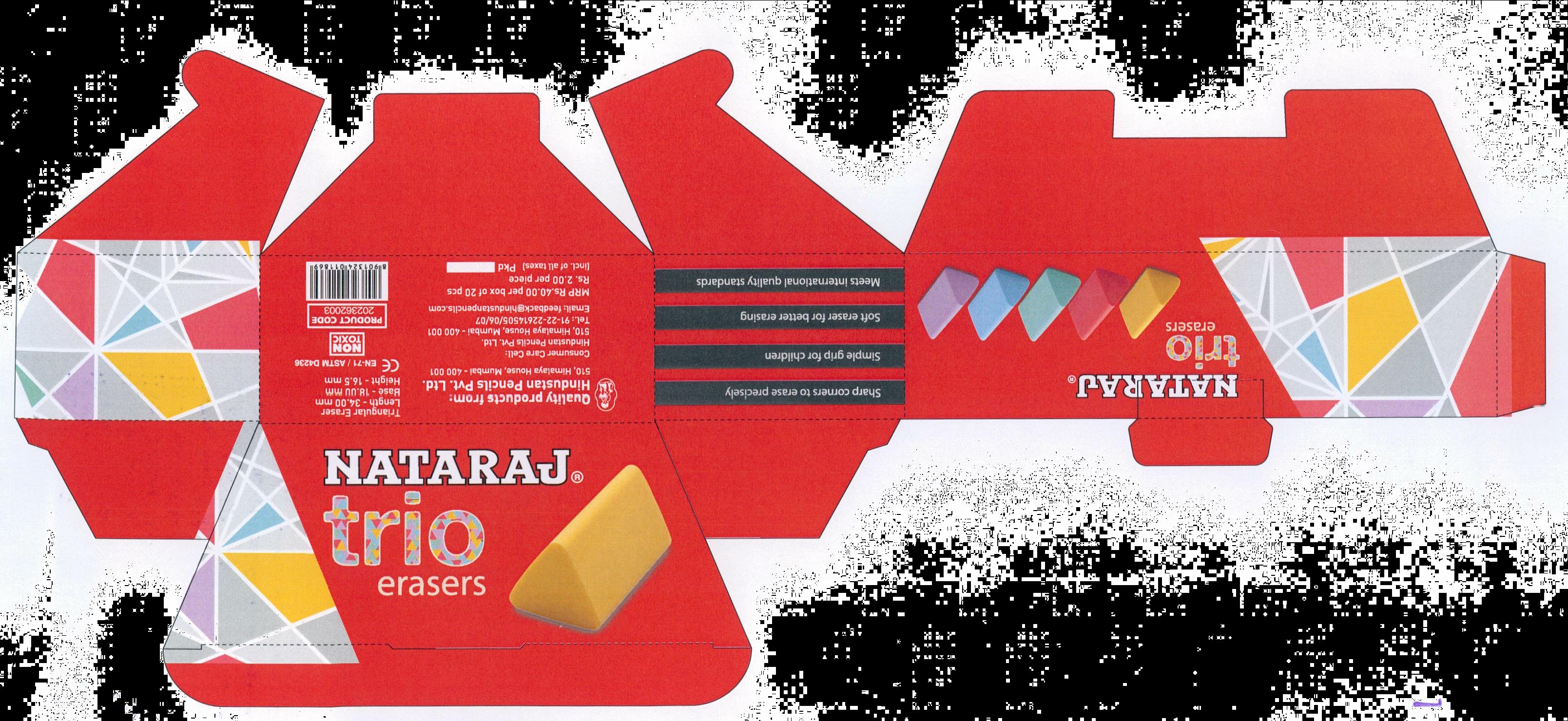 Nataraj Trio Erasers Device mark 2174866 Trademark