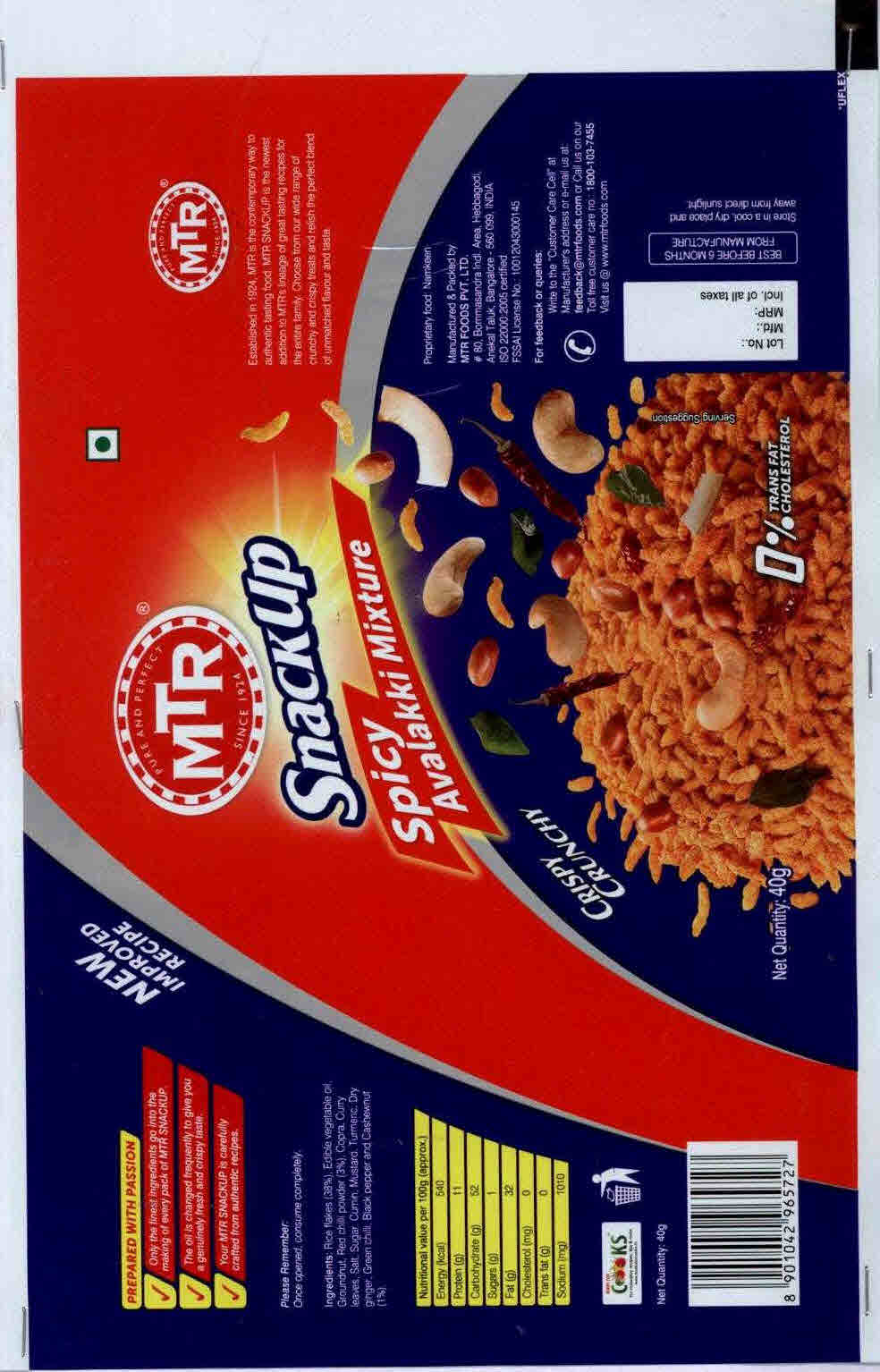 Mtr Snackup Spicy Avalakki Mixture Device mark 2712350 Trademark
