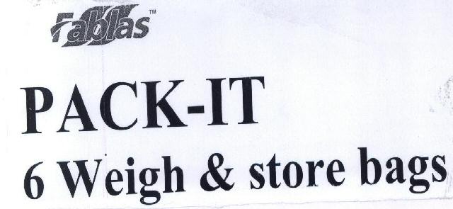 Fablas Pack-it 6 Weigh & Stire Bags With Label Device mark 1675387 Trademark