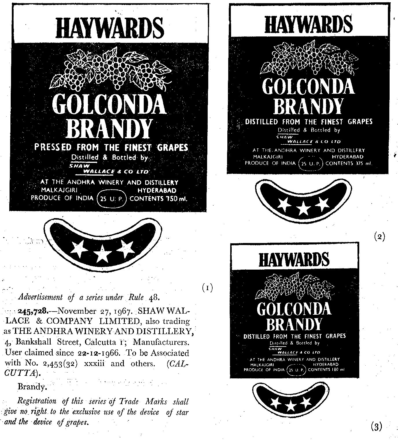 Haywards Golconda (device) Device mark 245728 Trademark