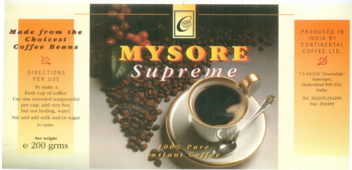 Mysor Suprem (label) Device mark 692075 Trademark