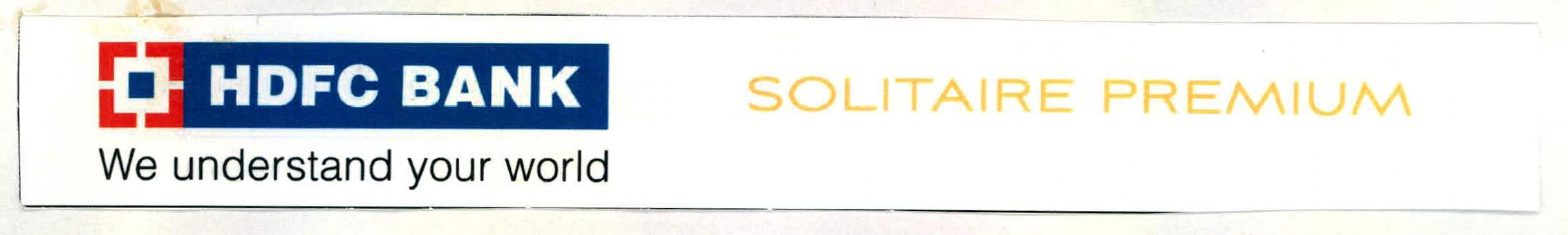 Hdfc Bank Solitaire Premium We Understand Your World Device mark 2258597 Trademark