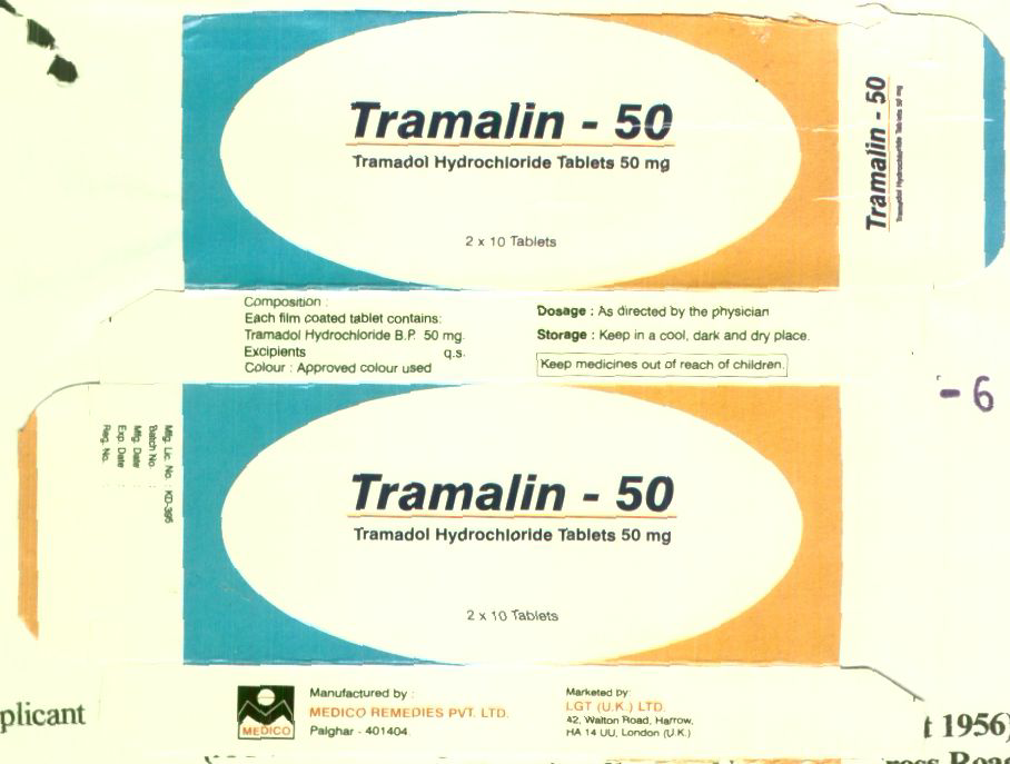 Tramalin - 50 (label) Device mark 1426973 Trademark