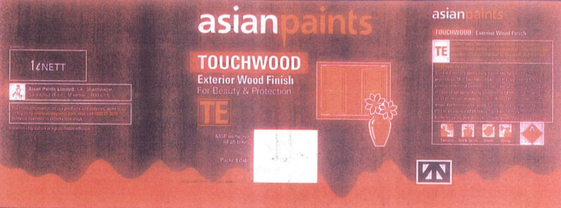 Asian Paints Touchwood Exterior Wood Finish (label) Device mark 1670424 Trademark