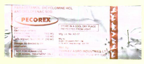 Pecorex (label) Device mark 960427 Trademark