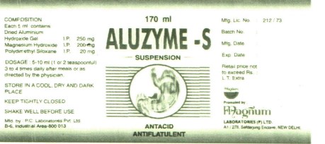 Aluzyme-s (label) Device mark 1402572 Trademark