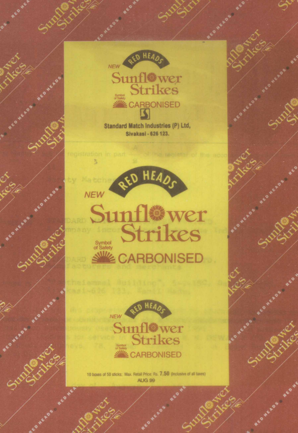 Sunflower Strikes Device mark 870625 Trademark