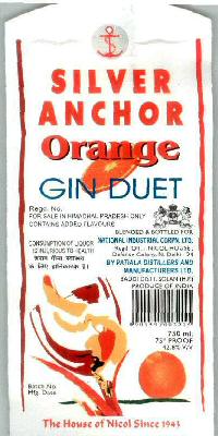 Silver Anchor Orange Gin Duet With Label Device mark 1475528 Trademark