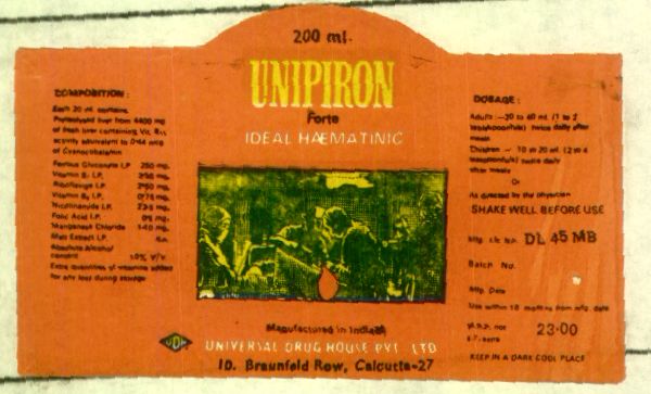 Unipiron (label) Device mark 590938 Trademark