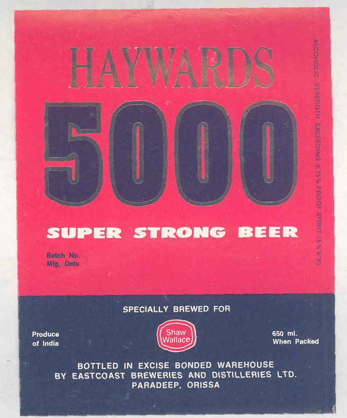 Haywards 5000 (lable) Device mark 713877 Trademark