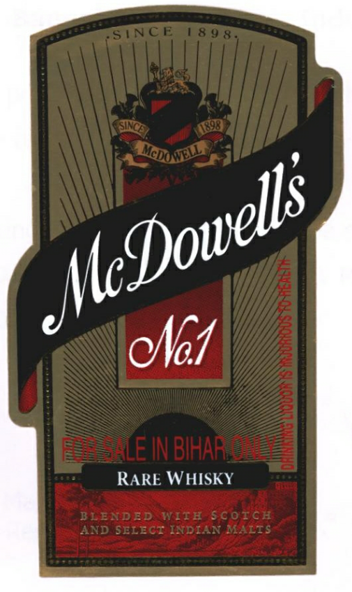 Mcdowells' No.1 Rare Whisky Device mark 2346870 Trademark