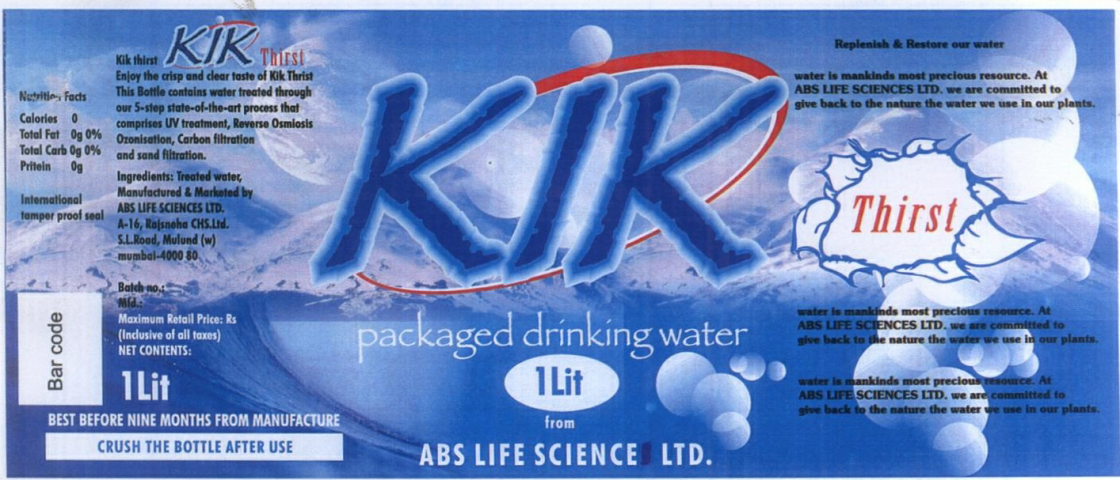 Kik Packaged Drinking Water Device mark 1872183 Trademark