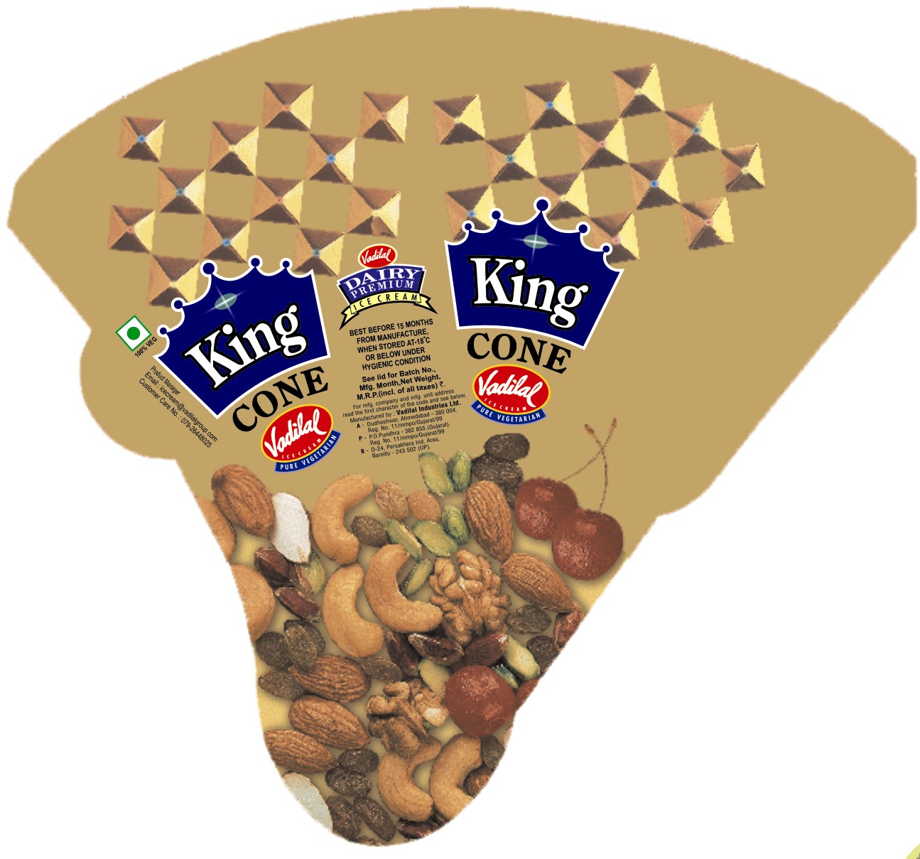 Vadilal King Cone Label Device mark 2079374 Trademark