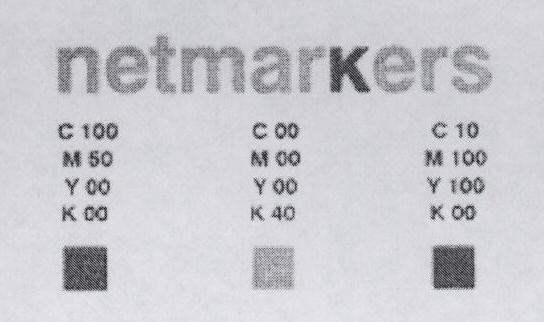 Netmarkers C100 M 50 Y00 K00 C 00 M 00 Y 00 K 40 C 10 M 100 Y 100 K 00 (device Of Special From Writing) Device mark 1444588 Trademark