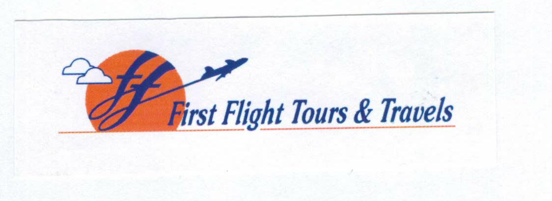 First Flight Tours & Travels (device Of Sun With Aeroplane) Device mark 1573886 Trademark