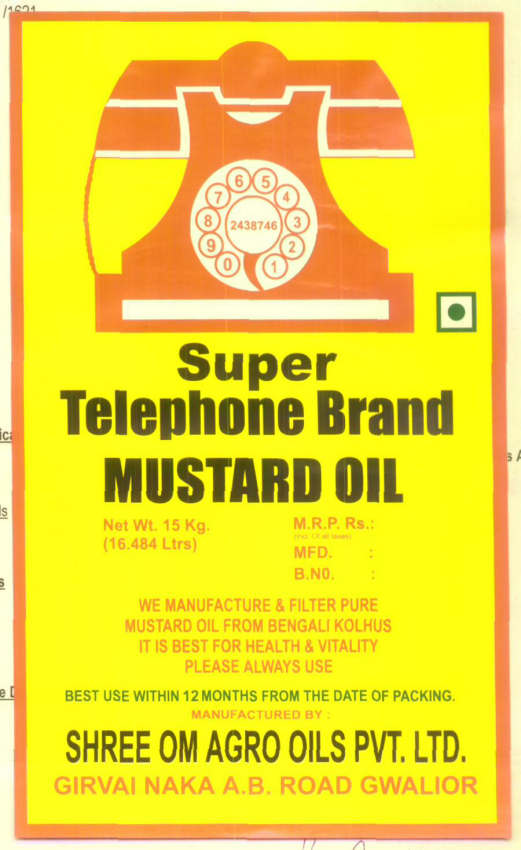 Super Telephone Brand Mustard Oil (label) Device mark 1610161 Trademark