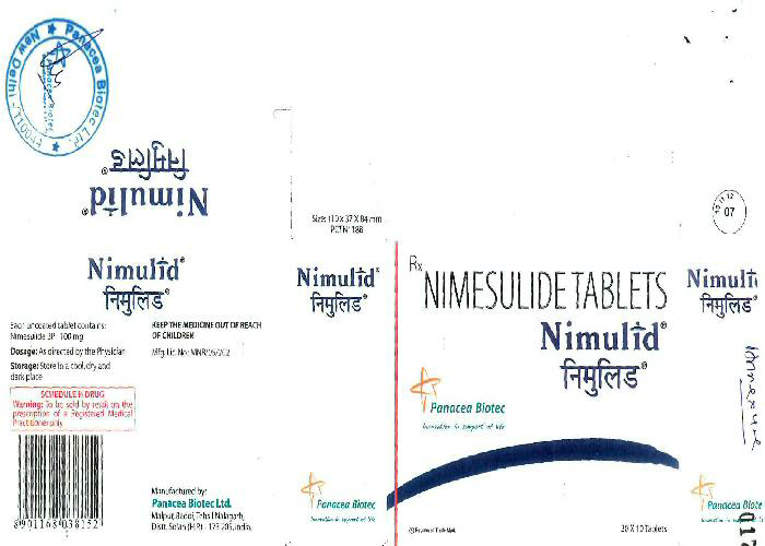 Nimulid Tablets (lable) Device mark 1725208 Trademark