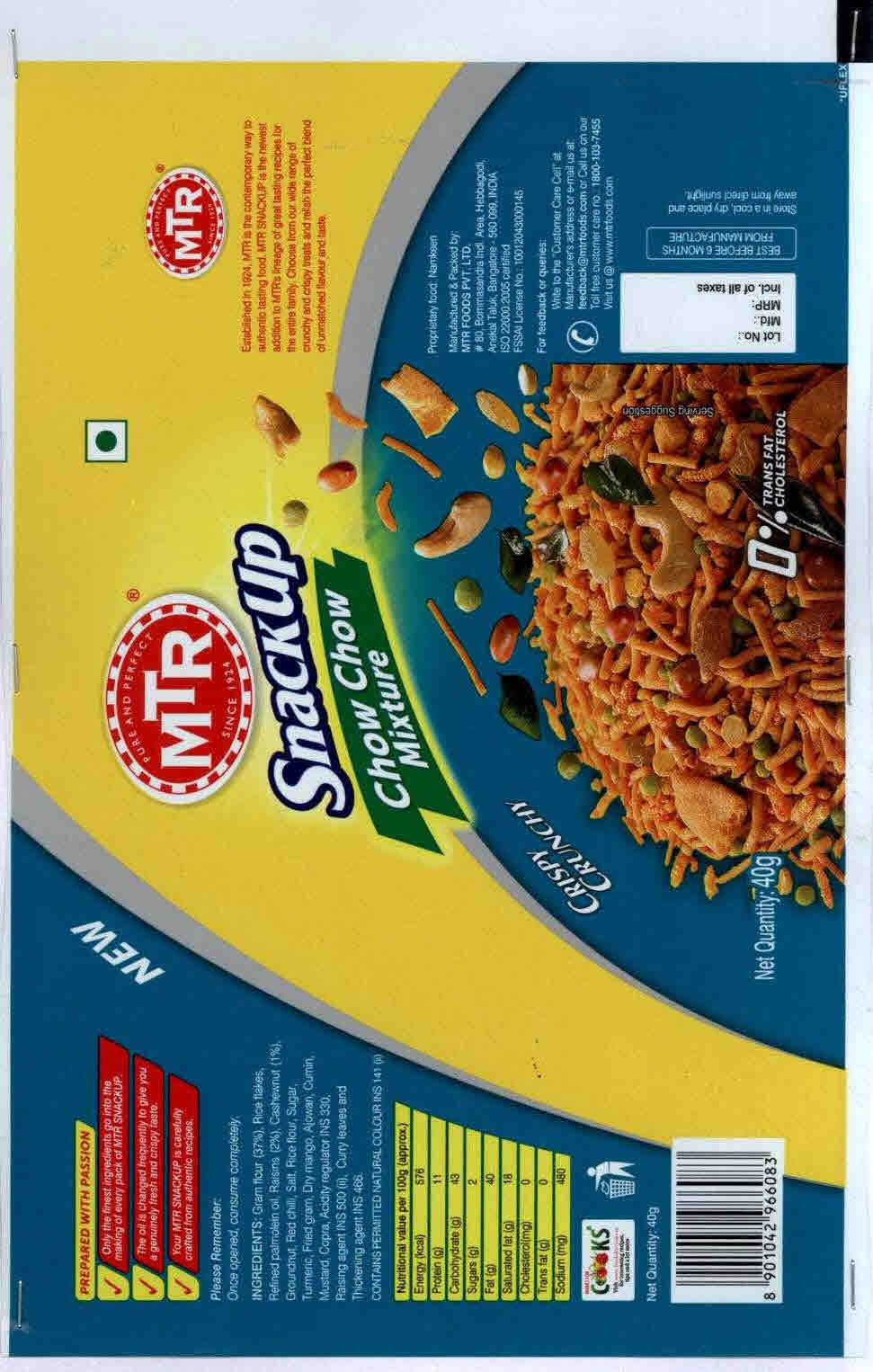 Mtr Snack Up Chow Chow Mixture Device mark 2712353 Trademark
