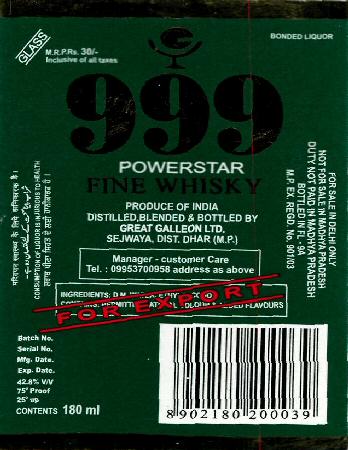 Powerstar Fine Whisky (label) Device mark 2245941 Trademark