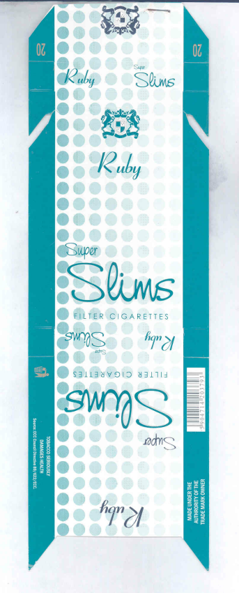 Super Slims Ruby (label) Device mark 1531675 Trademark