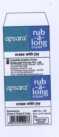 Apsara Rub- A- Long Device mark 1962121 Trademark