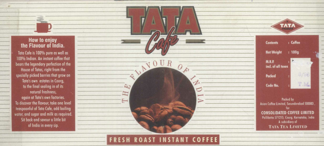 Tata Cafe (label) Device mark 722962 Trademark