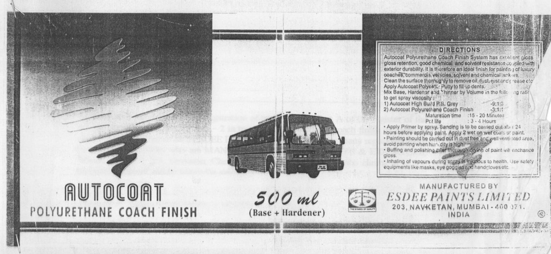 Autocoat Polyurethane Coach Finish (label) Device mark 1259360 Trademark