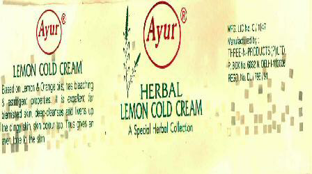 Ayur Herbal Lemon Cold Cream (label) Device mark 692878 Trademark