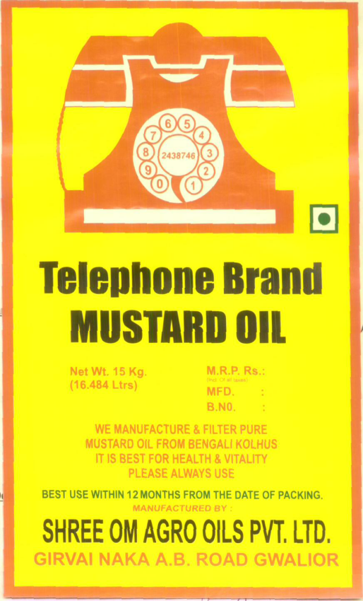 Telephone Brand Mustard Oil (label) Device mark 1610160 Trademark