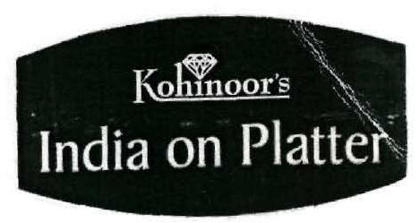 Kohinoor's India On Platter (label) Device mark 1802170 Trademark