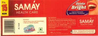 Samay Health Care ( With Dento Bright Word In Label ) Device mark 1302607 Trademark