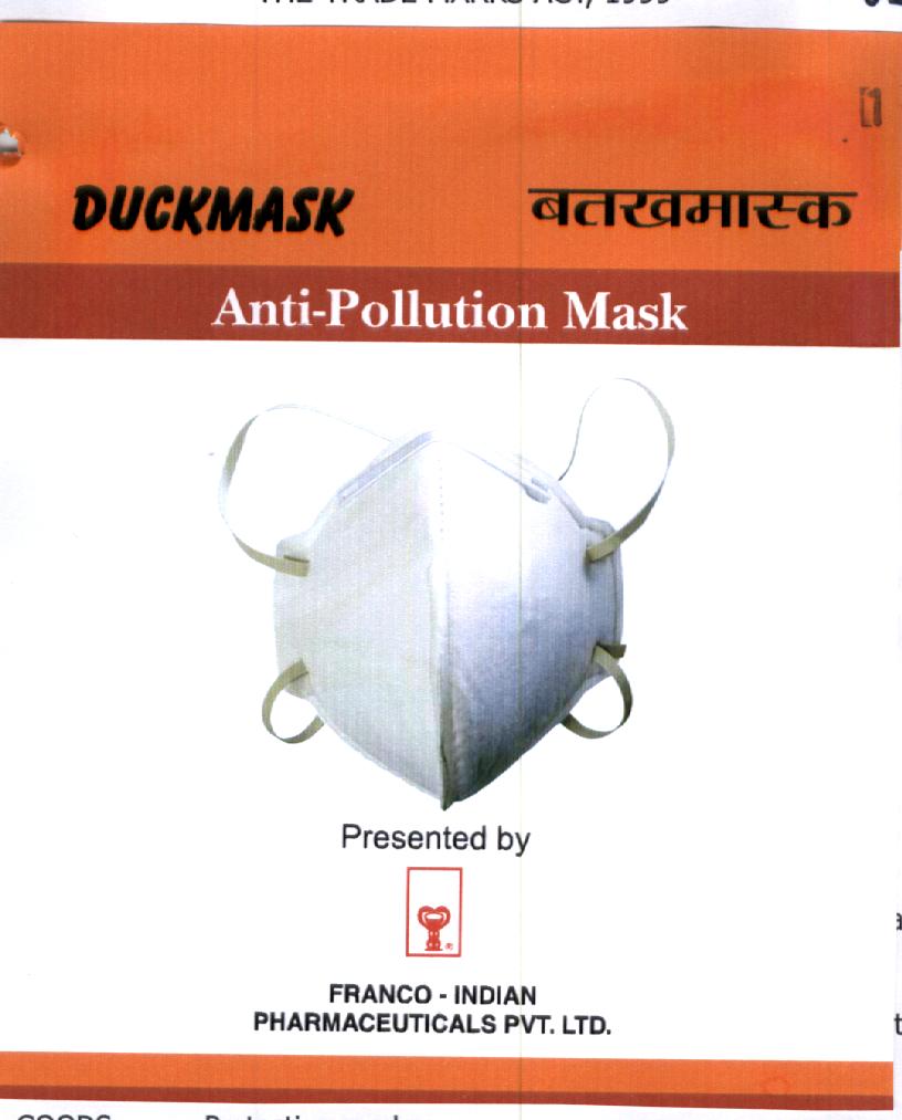 Duckmask Anti-pollution Mask Device mark 1883145 Trademark