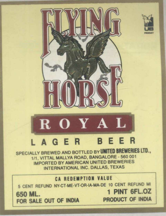 Flying Horse Royal De. Of Flying Horse & Descriptive Matters (label) Device mark 786616 Trademark