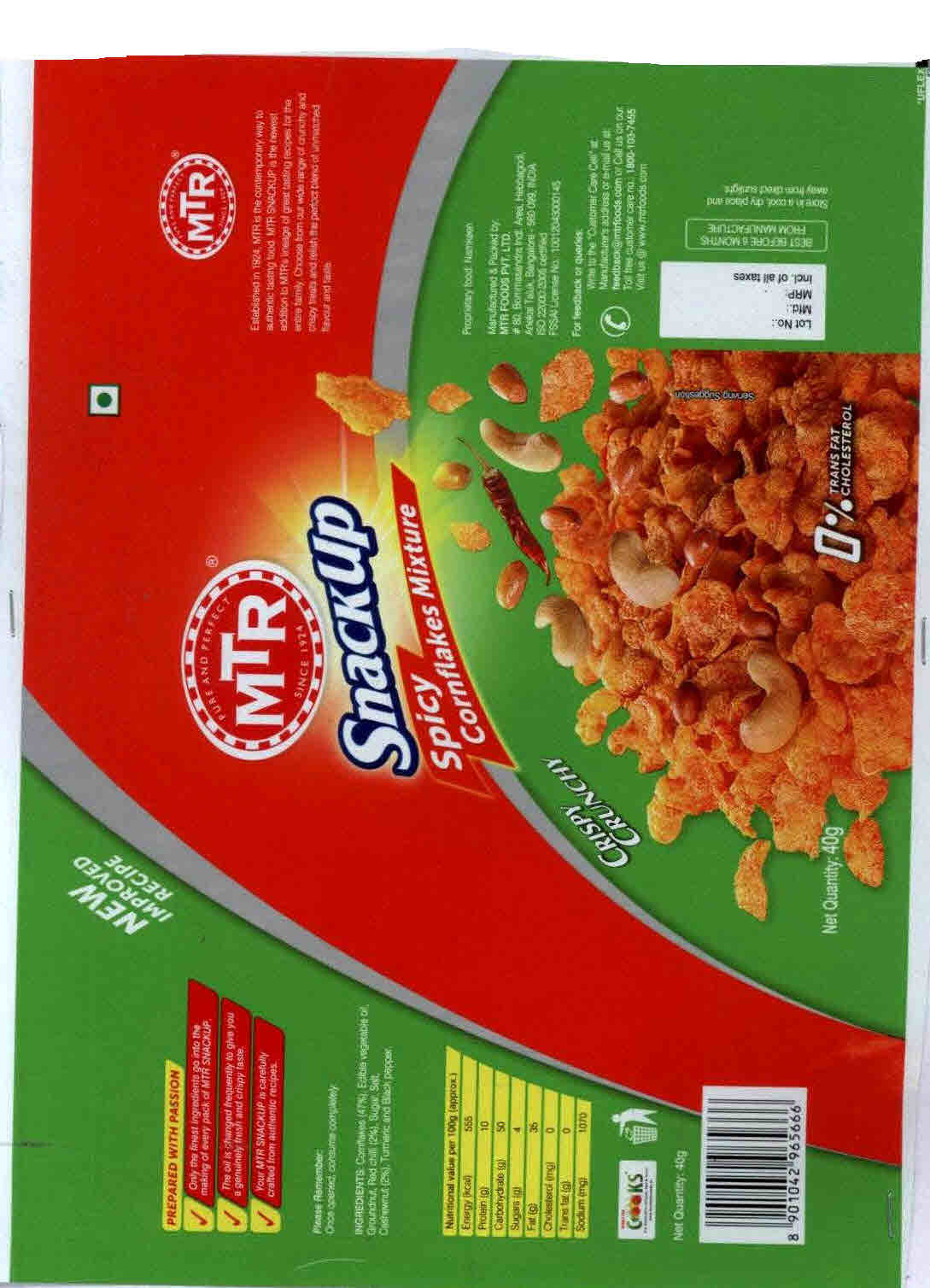Mtr Snack Up Spicy Cornflakes Mixture Device mark 2712354 Trademark