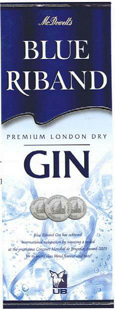 Blue Riband Gin (label) Device mark 1447160 Trademark