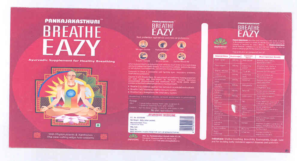 Pankajakasthuri Breathe Eazy Device mark 1606738 Trademark